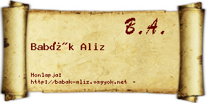 Babák Aliz névjegykártya
